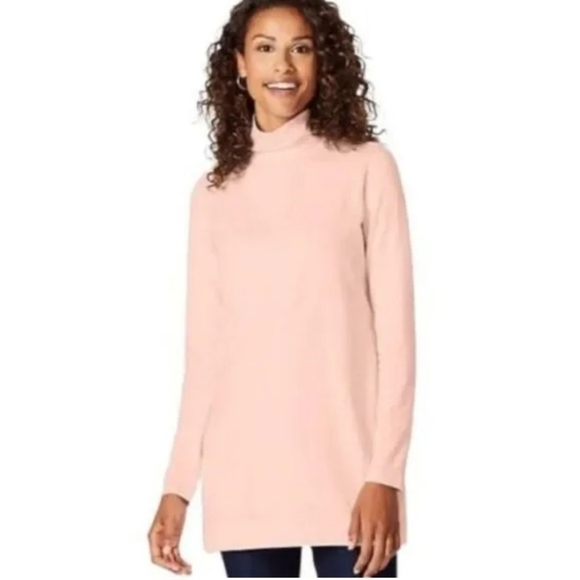 J. Jill Luxe Supima Everyday Women's Pink Turtleneck Tunic Size S - Picture 1 of 5
